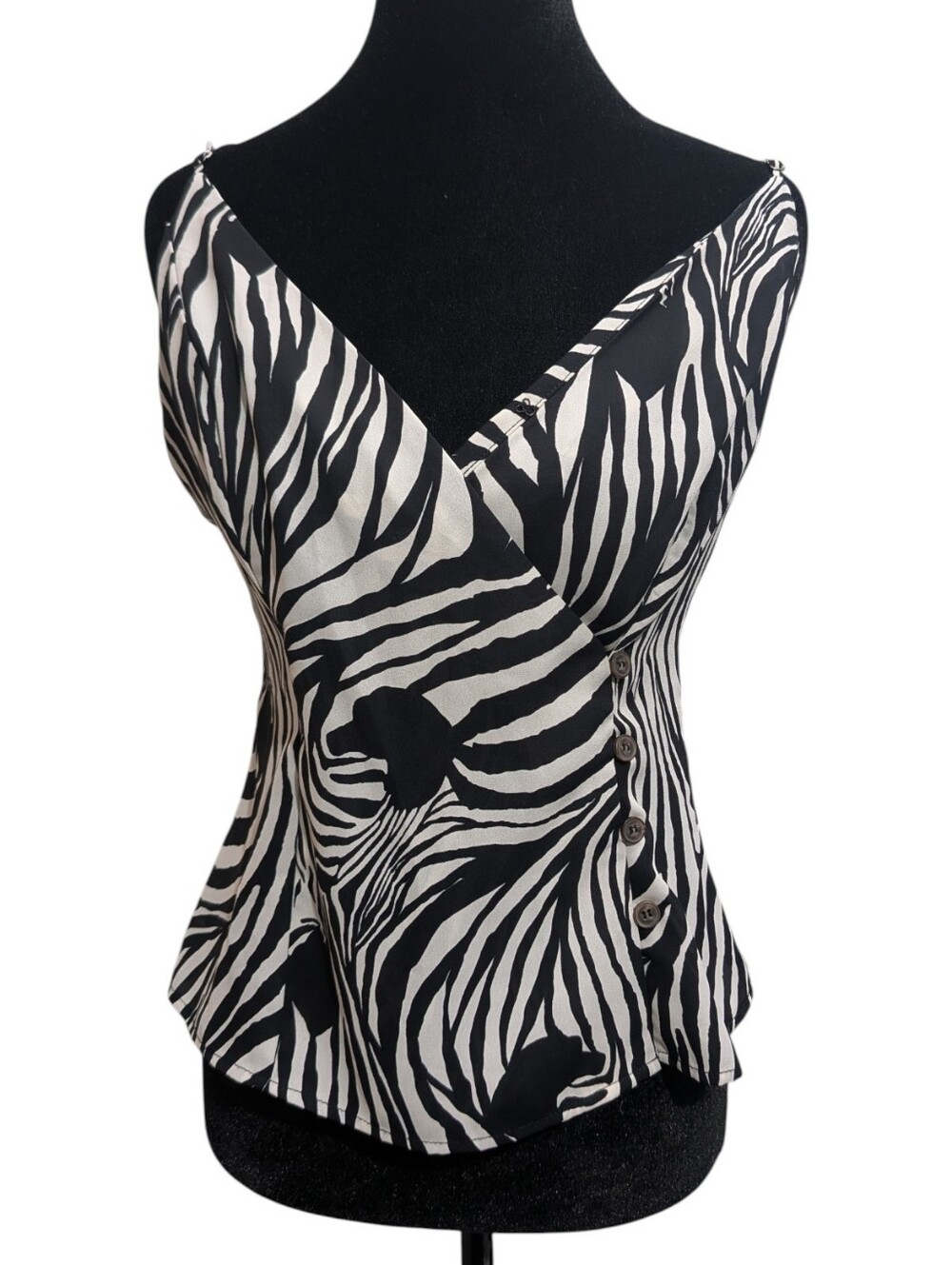 Astr Small Zebra Print V Neck Spaghetti Strap Camisole Mob Wife Y2K Indie Sleaze